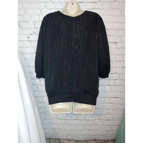 Kalico Queen VINTAGE Women's Size 38 Black Silver Metallic Blouson Blouse. - Picture 8 of 8